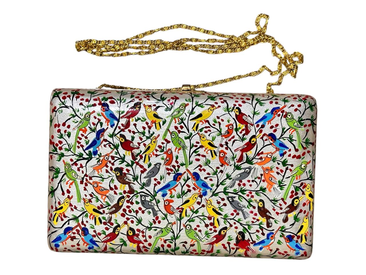 Boho Wallets, Luxury bags, Clutches with hand painted paper mache art, Papier mache clutches from Kashmir-